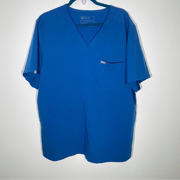 Figs Shirts Figs Chisec Three Pocket Scrub Top Winning Blue Mens